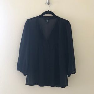 Aqua loose-fitting black blouse